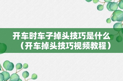 开车时车子掉头技巧是什么（开车掉头技巧视频教程）