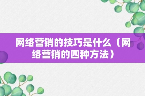 网络营销的技巧是什么（网络营销的四种方法）