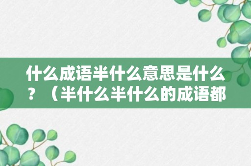 什么成语半什么意思是什么？（半什么半什么的成语都有什么）