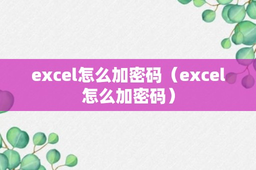 excel怎么加密码（excel怎么加密码）