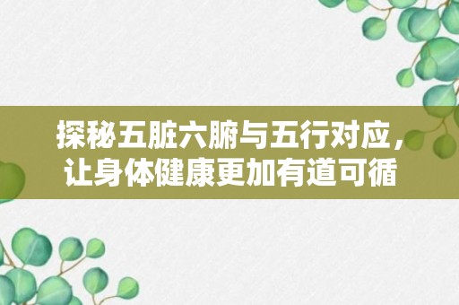 探秘五脏六腑与五行对应，让身体健康更加有道可循