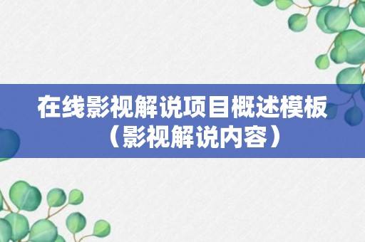 在线影视解说项目概述模板（影视解说内容）