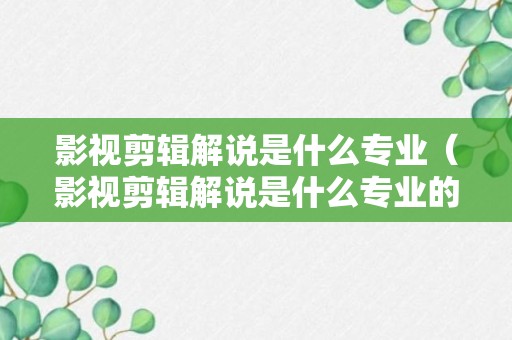 影视剪辑解说是什么专业（影视剪辑解说是什么专业的）