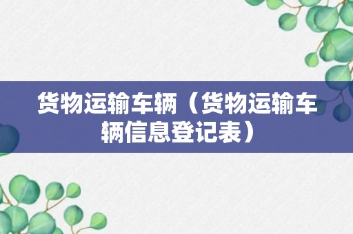 货物运输车辆（货物运输车辆信息登记表）