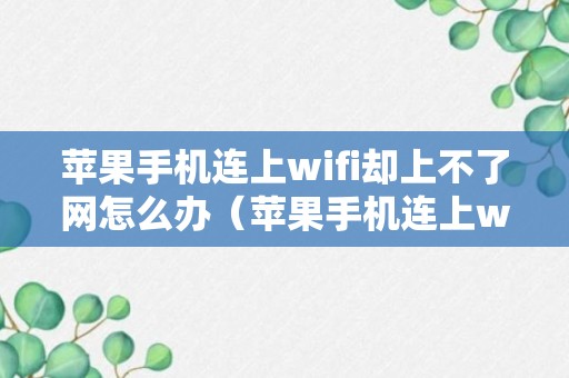 苹果手机连上wifi却上不了网怎么办（苹果手机连上wifi却上不了网怎么办,重置后也不行）